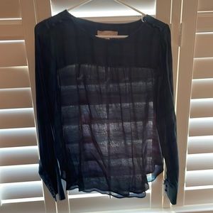 Black watch plaid blouse